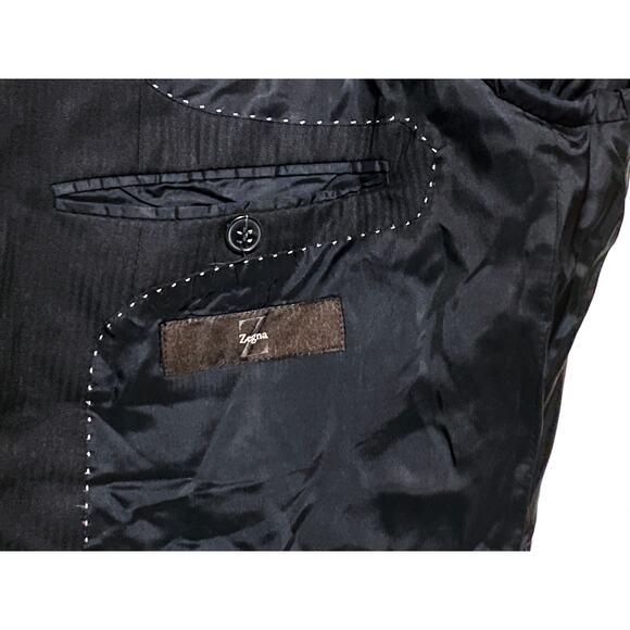 Z Zegna Classic Natural Comfort Black Blazer Suit Jacket 46R Wool Made In Spain - Picture 10 of 14